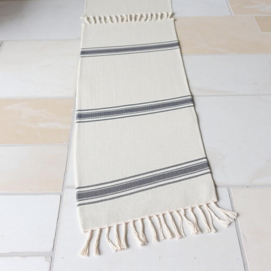 Jaipur Dhurrie Runner — Ivory & Charcoal