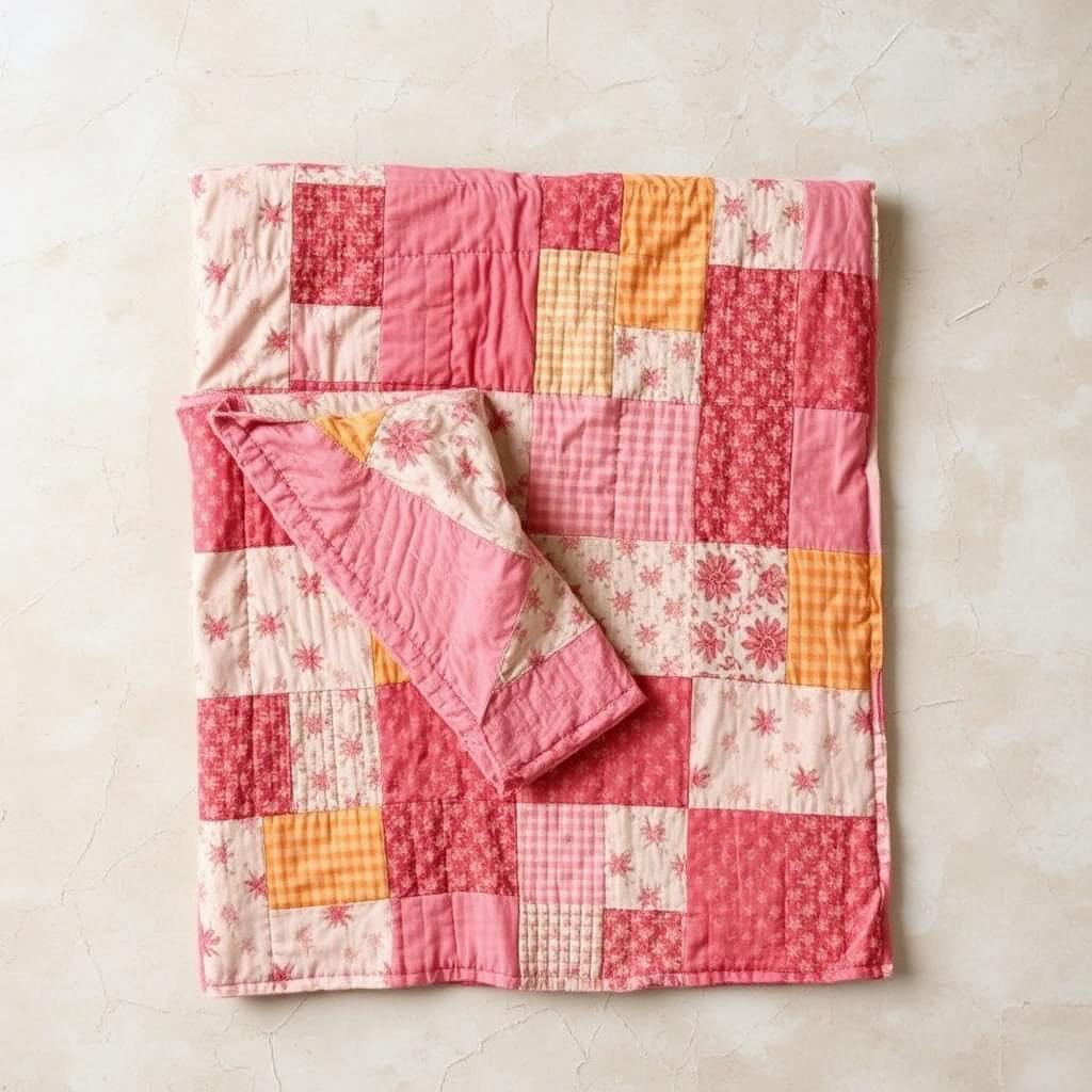Vintage Kantha Quilt — Rose